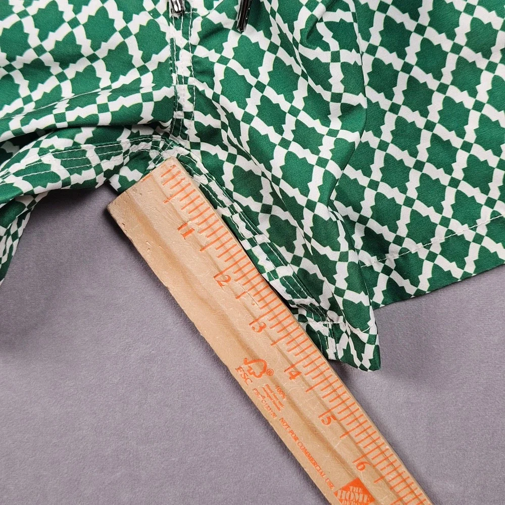 OAS Swim Trunks‎ Mens XXL Green Patterned Geometric Mesh Lined Zip Pocket Shorts